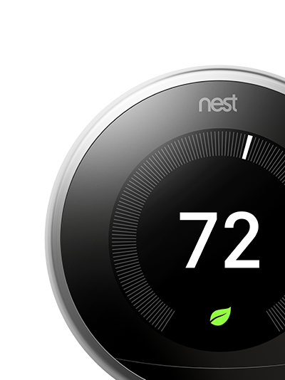 Google Nest thermostat in black.